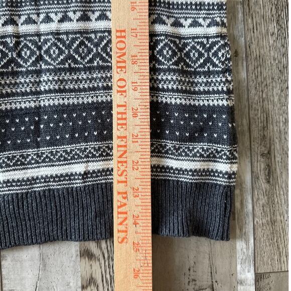 Womens Fair Isle Nordic Knit Sweater Size Medium Geometric Aztec Print Gray Prep - Picture 6 of 7